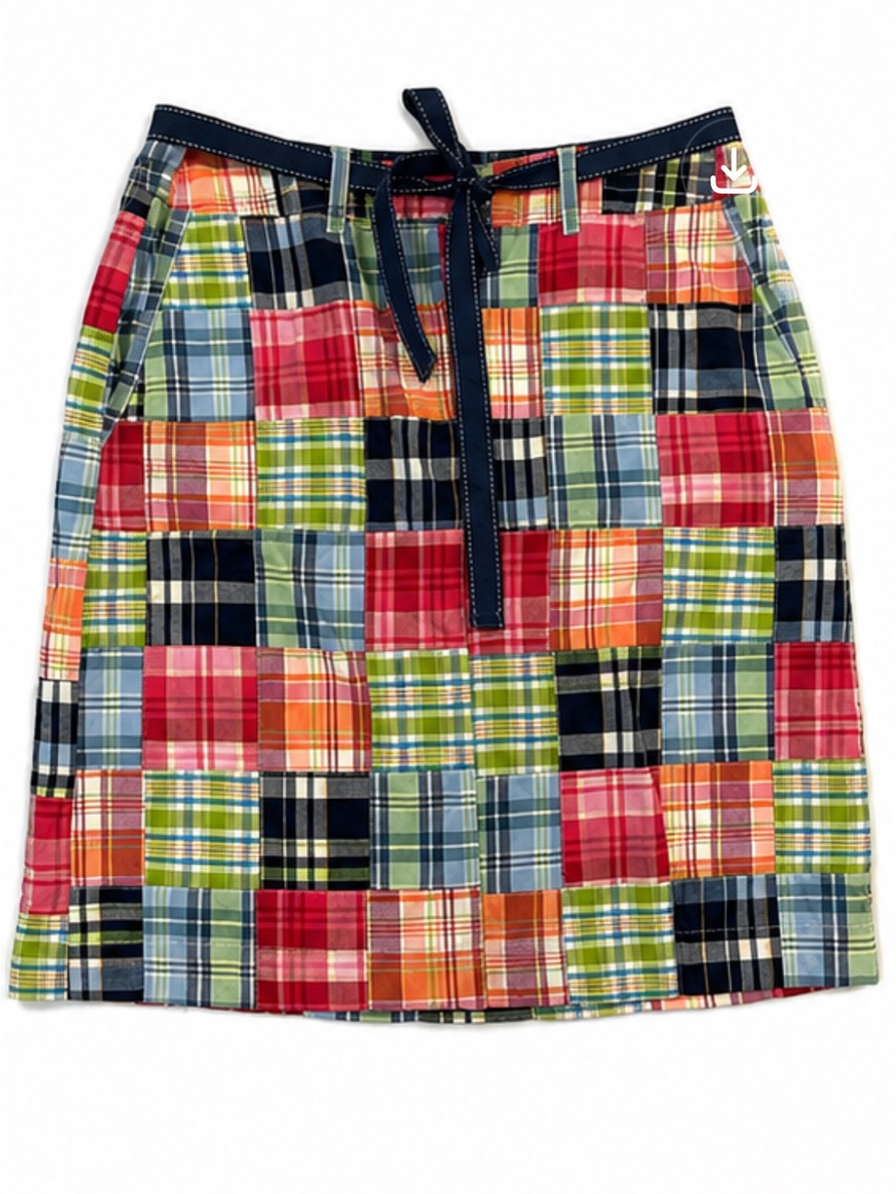 Vintage L.L.Bean Madras Patchwork Skirt Size 12 Preppy Cotton